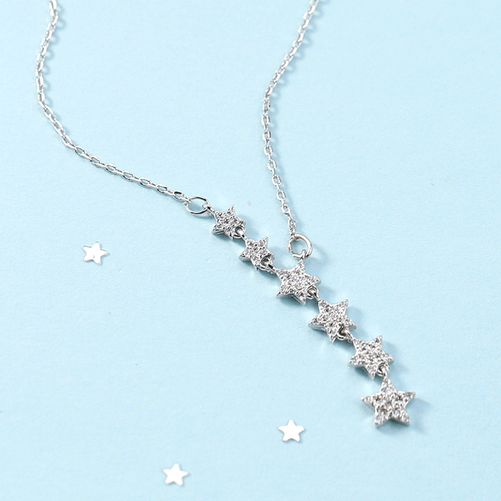 Pavé Starburst Linear Necklace (Light Luxury Niche Clavicle Chain)