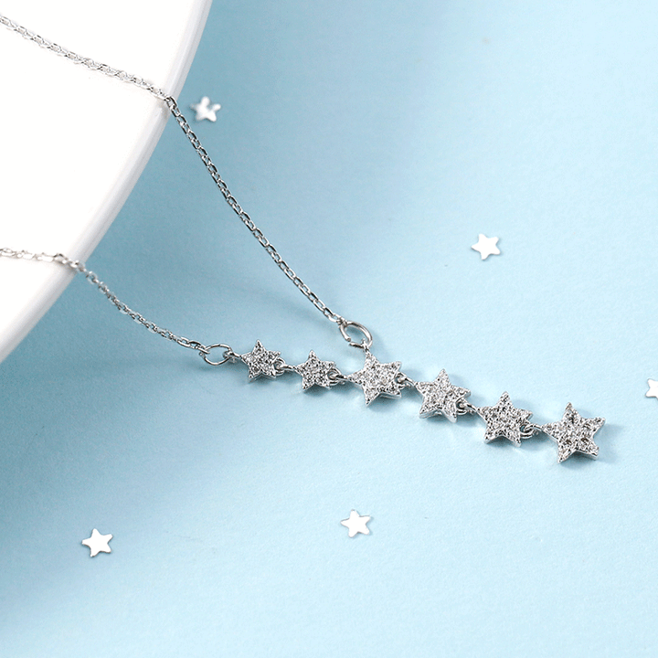 Pavé Starburst Linear Necklace (Light Luxury Niche Clavicle Chain)