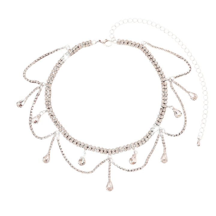 Tassel Drop Rhinestone Choker & Earring Set (Light Luxury Gala Accessory Set)