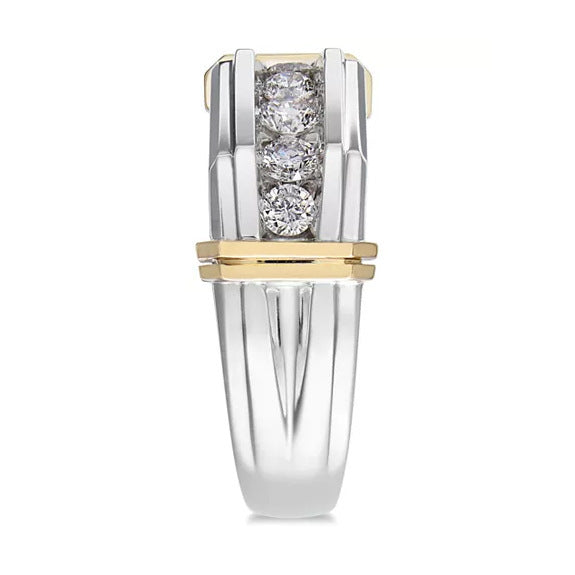 Two‑Tone Wide‑Band Men’s Paved‑Stone Ring
