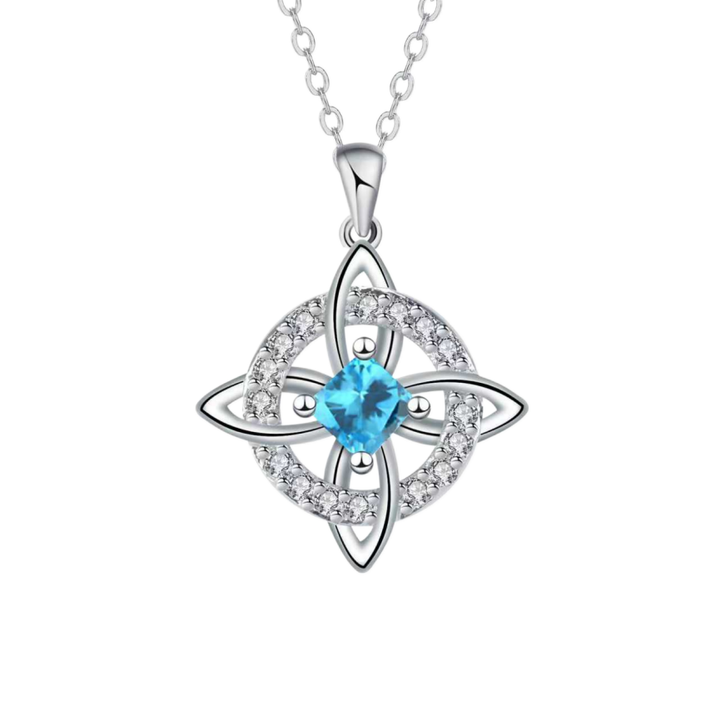 Witch's Knot Birthstone Necklace (12 Colors Silver Tone Pendant)