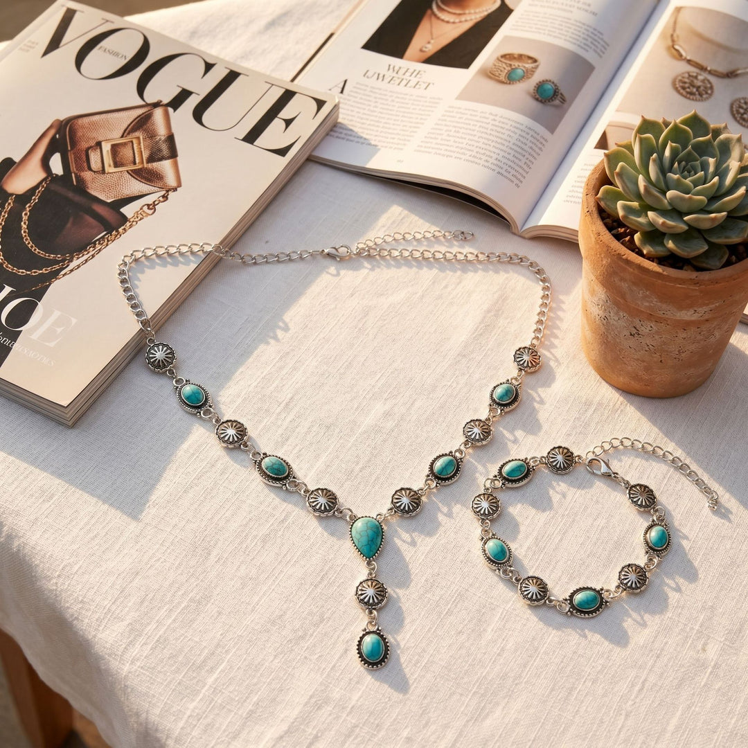Vintage Turquoise Necklace & Bracelet Set