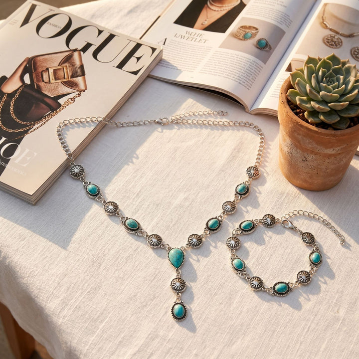 Vintage Turquoise Necklace & Bracelet Set