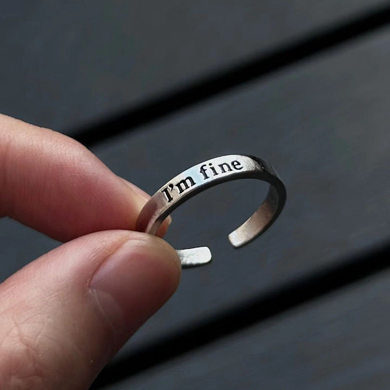 "I'm fine" Mantra Open Ring (Self-Care Minimalist Band)