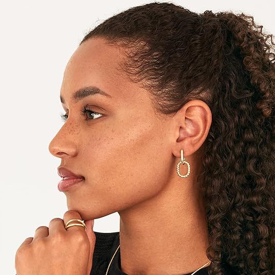 Double Rectangle Link Hoop Earrings, Smooth/Twisted/Pave Crystal Multi-Style Geometric U-Link Click Hoops Gold Silver Rose Gold Minimal Jewelry