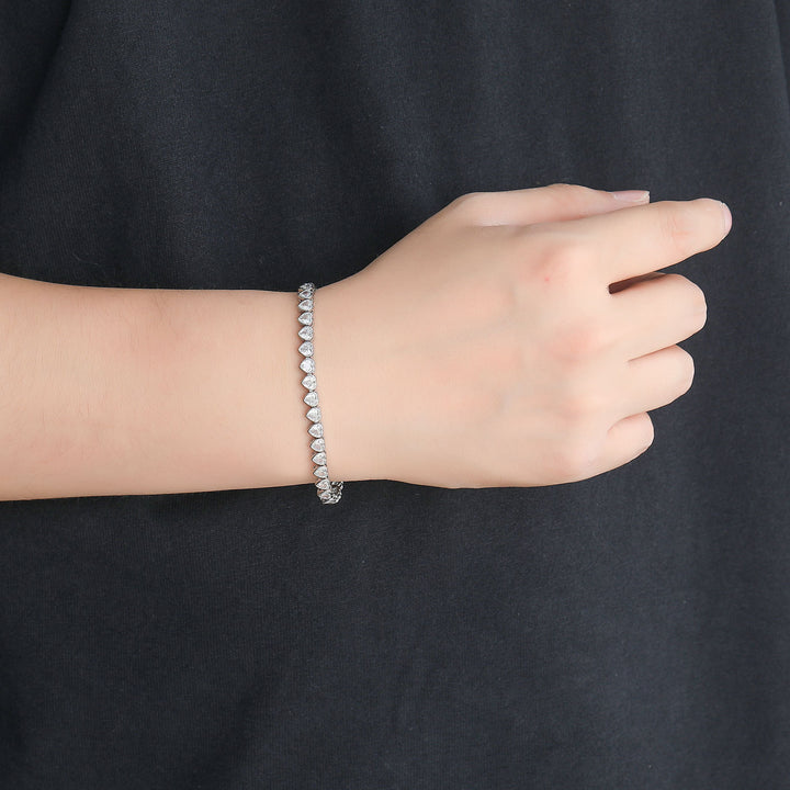 Luxury Diamond Bracelet Trio (Heart Cuff, Round Tennis, Heart Tennis)