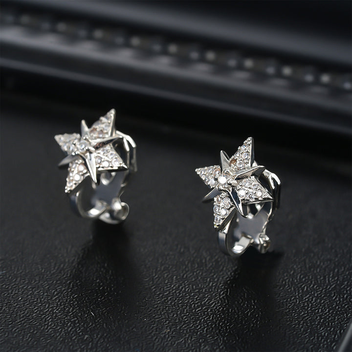 Starburst Diamond Hoop Earrings