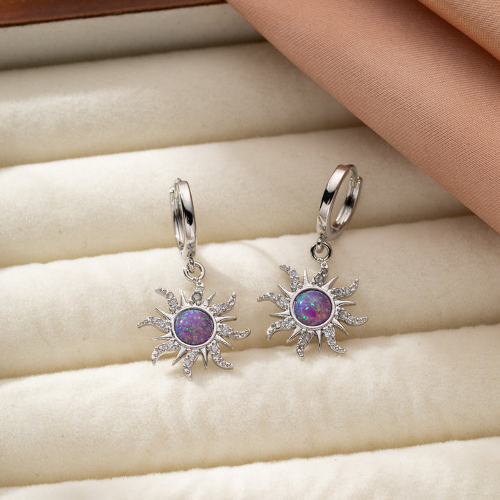 Vintage Dopamine Sun Opal Pendant Necklace & Earring Set