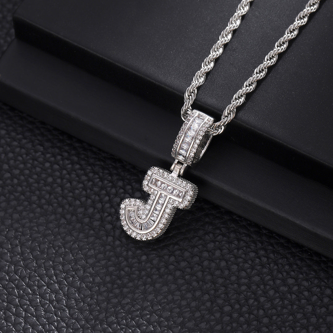 Full-Diamond Letter Cuban Link Necklace (26 Letters Optional | Gold/Silver Dual Tone)