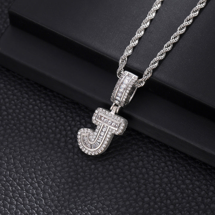 Full-Diamond Letter Cuban Link Necklace (26 Letters Optional | Gold/Silver Dual Tone)