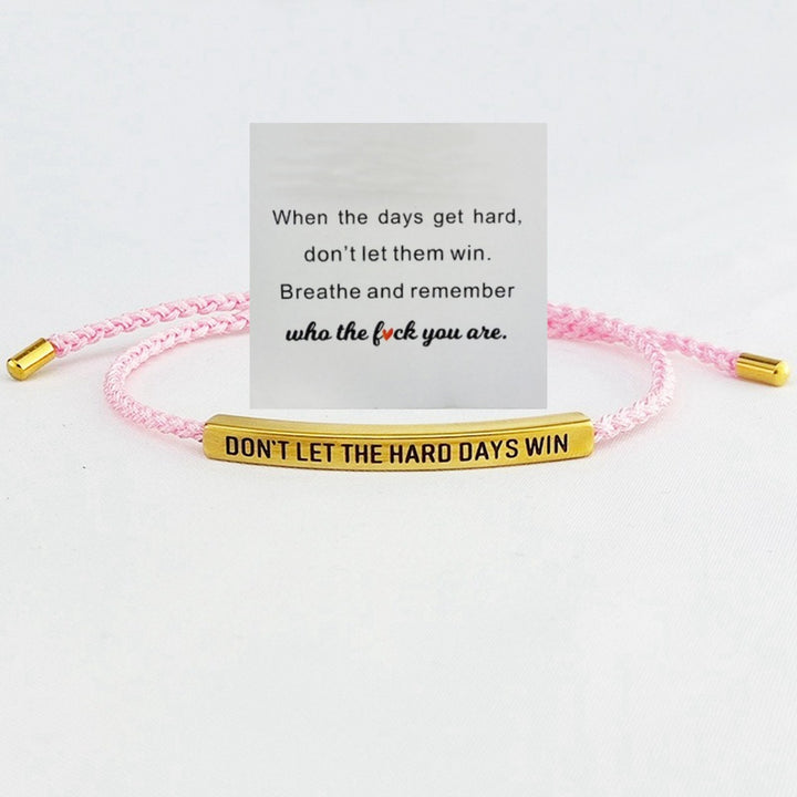 Motivational Quote 18k gold Curved Tube Curved Tube Bracelet (Handmade Braided Adjustable Engravable Cord)