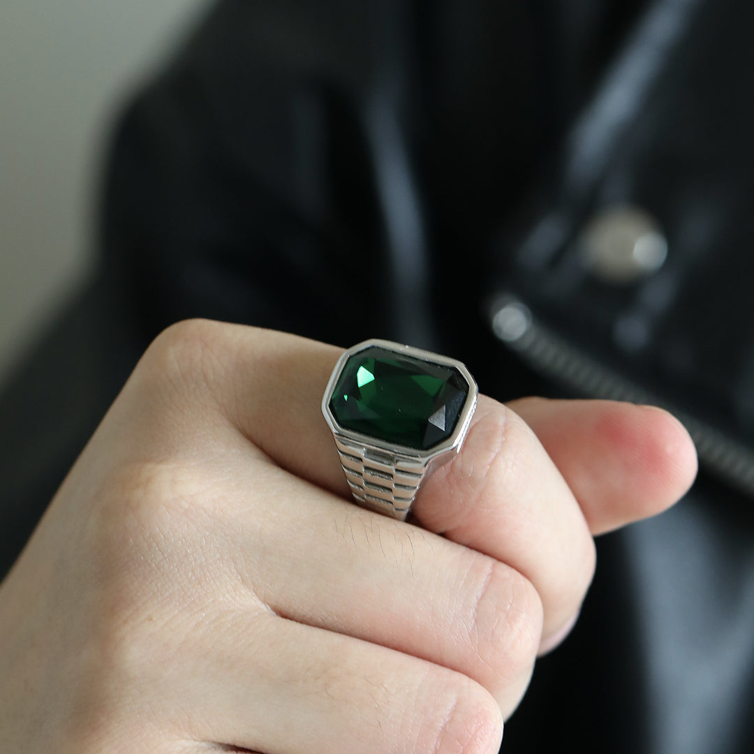 Multi-Color Gem Wide-Face Men's Ring (Light Luxury Bold Style)