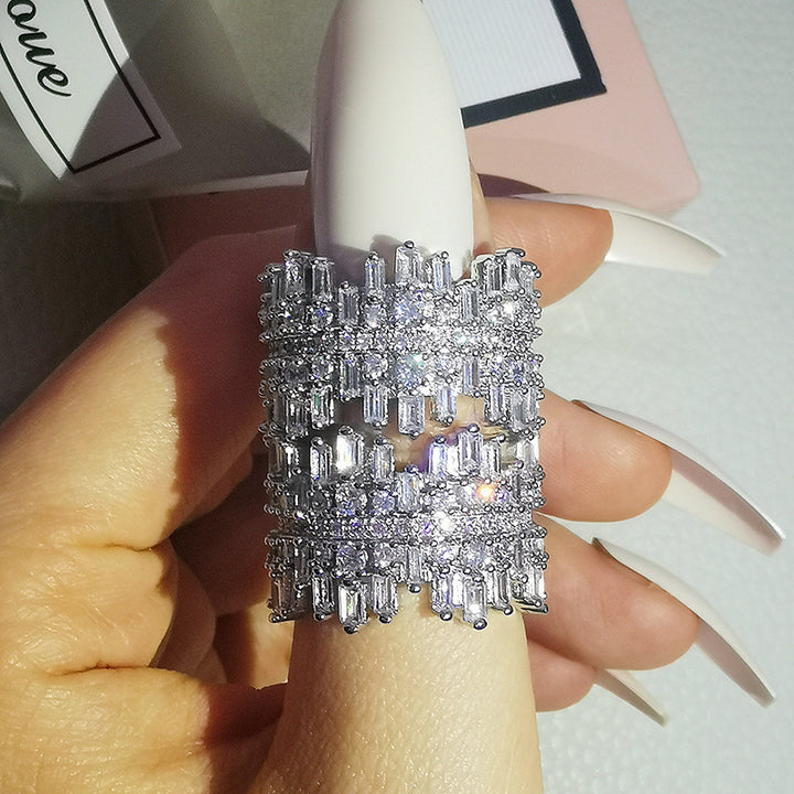 Mixed Diamond Geometric Wide Ring (Avant-Garde Luxury Personalized Style)