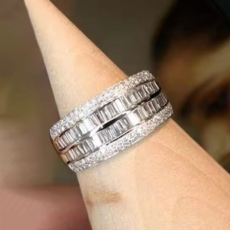 Wide‑Band Baguette‑Cut Full‑Pavé Ring