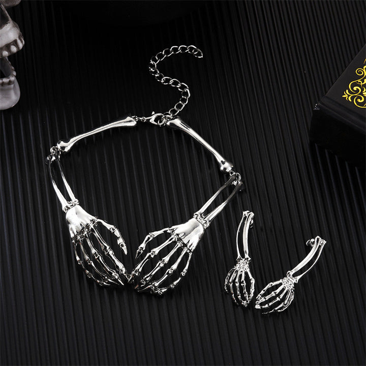 Skeleton Hand Jewelry Set, Necklace & Earrings