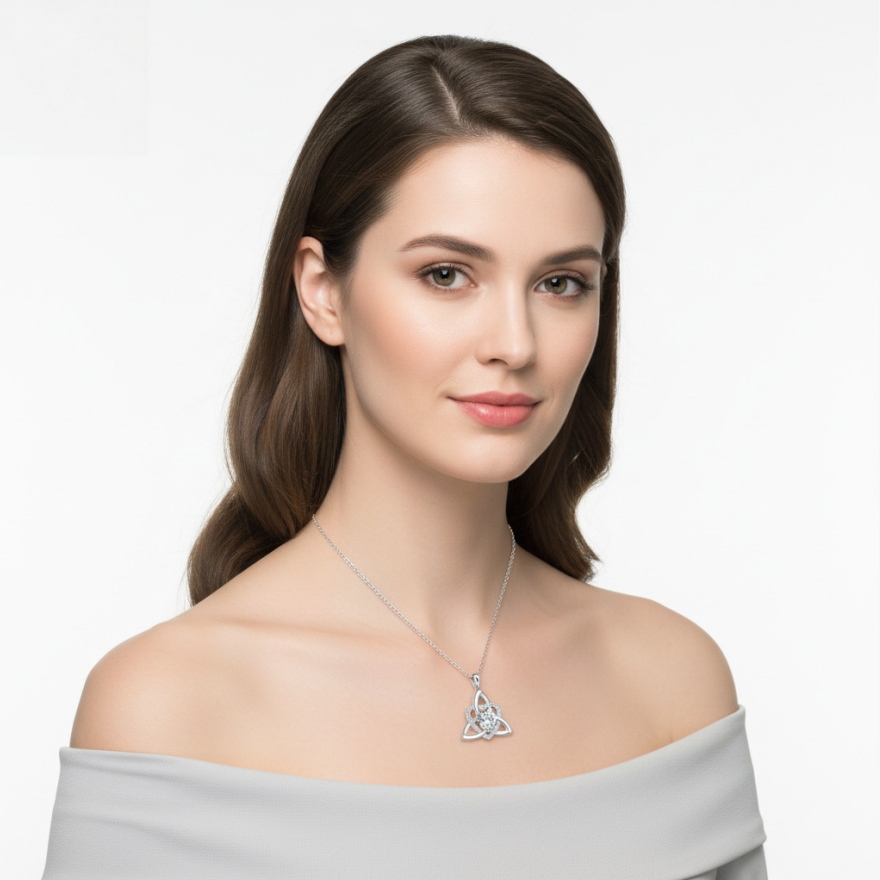 Celtic Knot Heart Birthstone S925 Silver Necklace