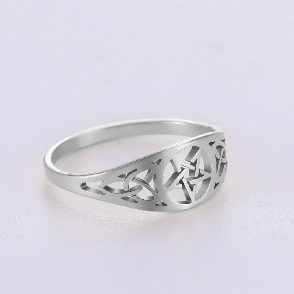 Cutout Pentagram Celtic Knot Ring (Dark Niche Personalized Style)