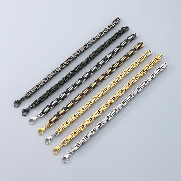 Byzantine Chain Geometric Titanium Steel Bracelet (Luxury Street Edgy Wristband)