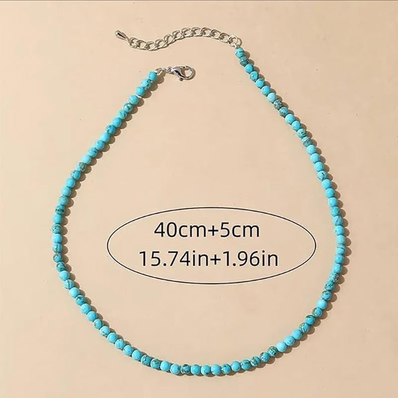 Bohemian Turquoise Multi-Layer Beaded Necklace (Vintage Ethnic Clavicle Chain)