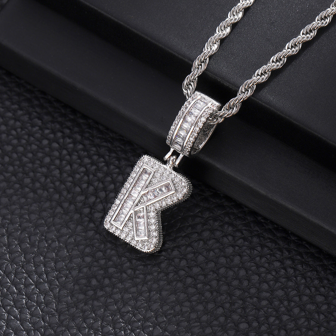 Full-Diamond Letter Cuban Link Necklace (26 Letters Optional | Gold/Silver Dual Tone)