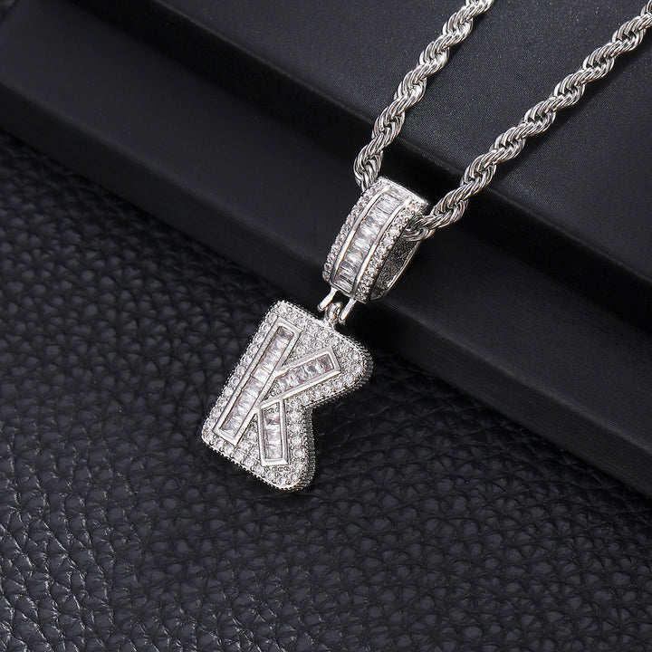 Full-Diamond Letter Cuban Link Necklace (26 Letters Optional | Gold/Silver Dual Tone)