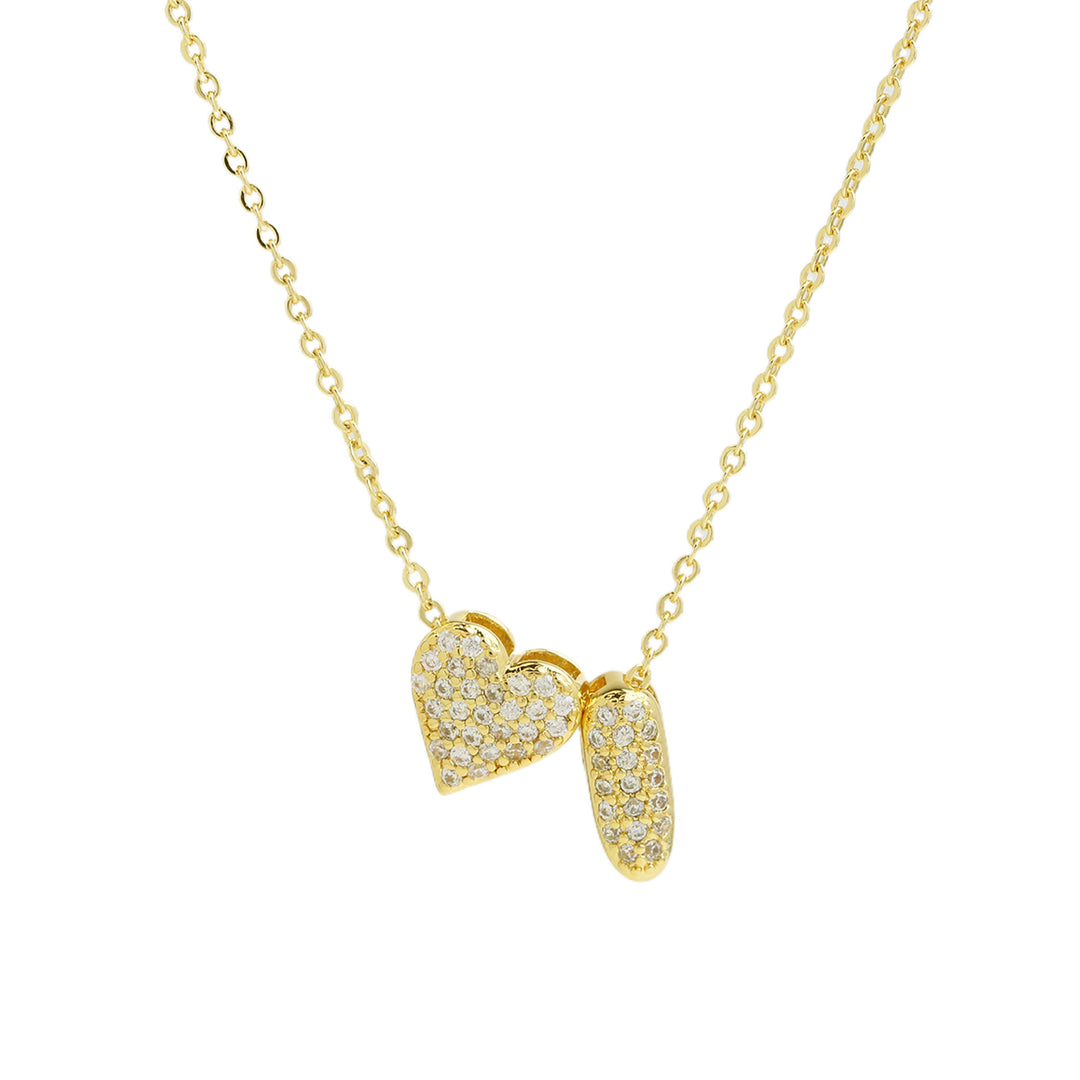 Diamond-Embedded Bubble Heart 26-Letter Name Pendant Necklace