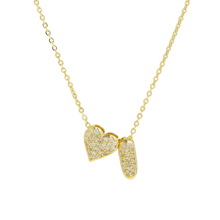 Diamond-Embedded Bubble Heart 26-Letter Name Pendant Necklace