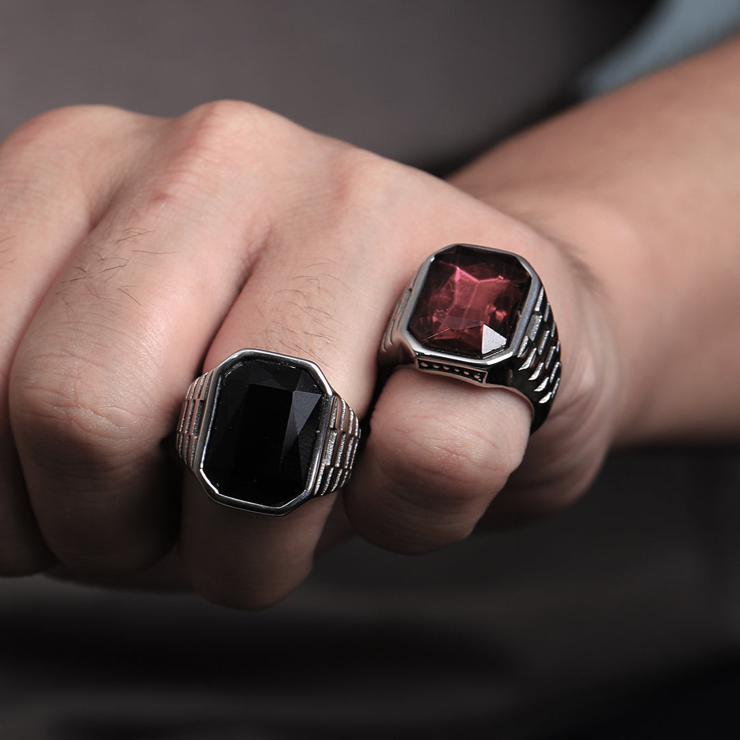 Multi-Color Gem Wide-Face Men's Ring (Light Luxury Bold Style)