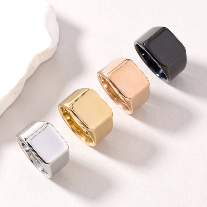 Titanium Steel Polished Square Ring (Minimalist Light Luxury Multi-Color Style)
