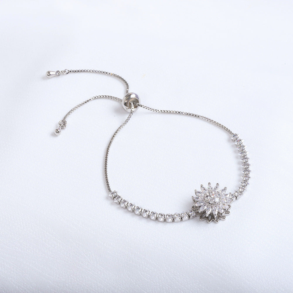 Sunflower Rotatable Jewelry Set with Diamond Inlay