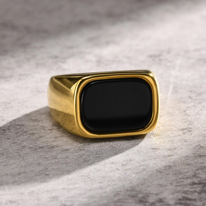 Minimalist Square Black Ring Gold (Minimalist Light Luxury Business Style)