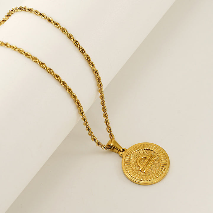 INS Vintage Zodiac Pendant Necklace for Women – 18K Gold-Plated, Elegant & Tarnish-Resistant