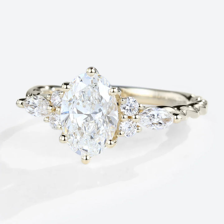 Bloom-Set Center Diamond Vintage Ring (Luxury Ritual Engagement Style)