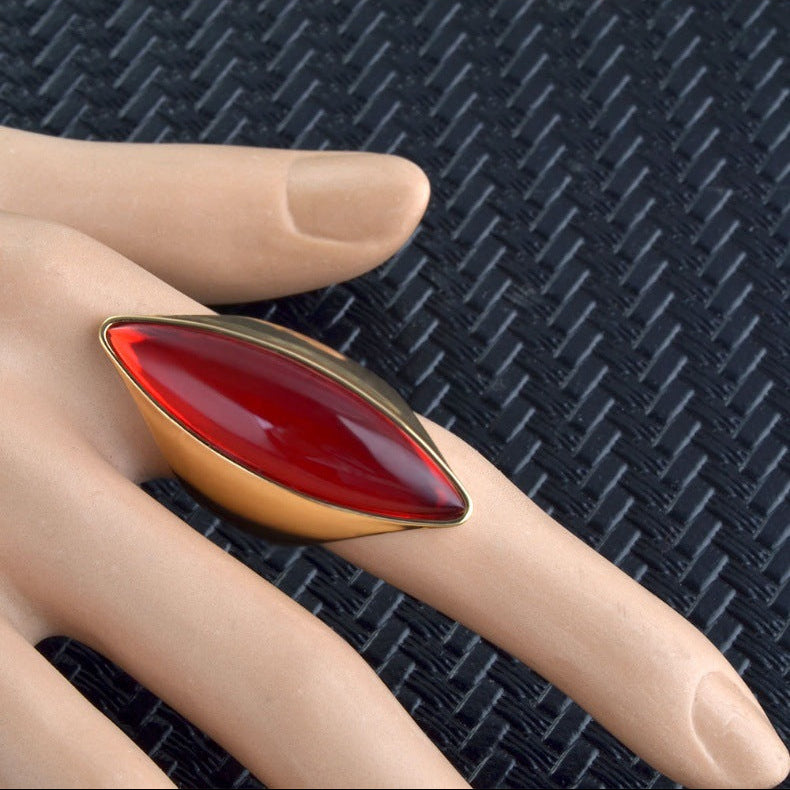 Minimalist Marquise Cabochon Gemstone Signet Ring, S925 Silver Gold Plated Multi-Color Modern Geometric Unisex Wide Band