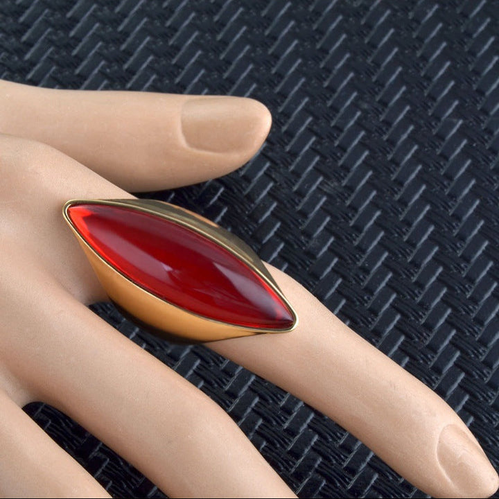 Minimalist Marquise Cabochon Gemstone Signet Ring, S925 Silver Gold Plated Multi-Color Modern Geometric Unisex Wide Band