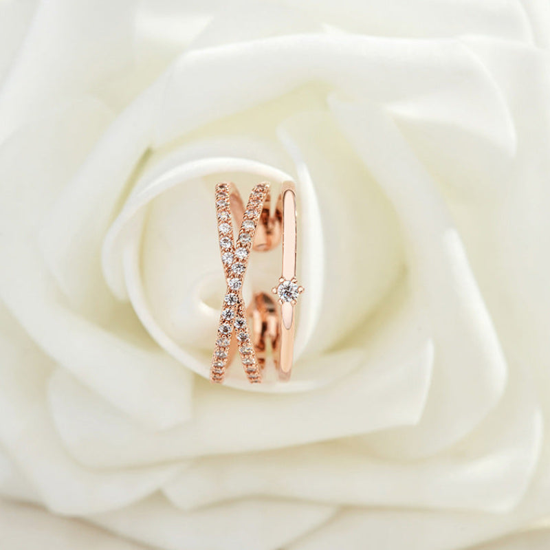Stellar Interwoven Triple Band Pavé Ring (Light Luxury Niche Design Band)