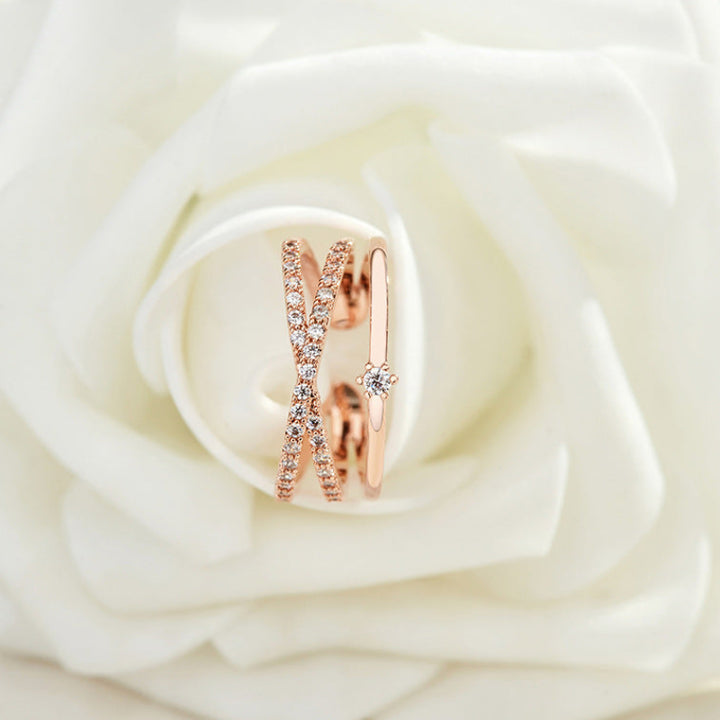 Stellar Interwoven Triple Band Pavé Ring (Light Luxury Niche Design Band)
