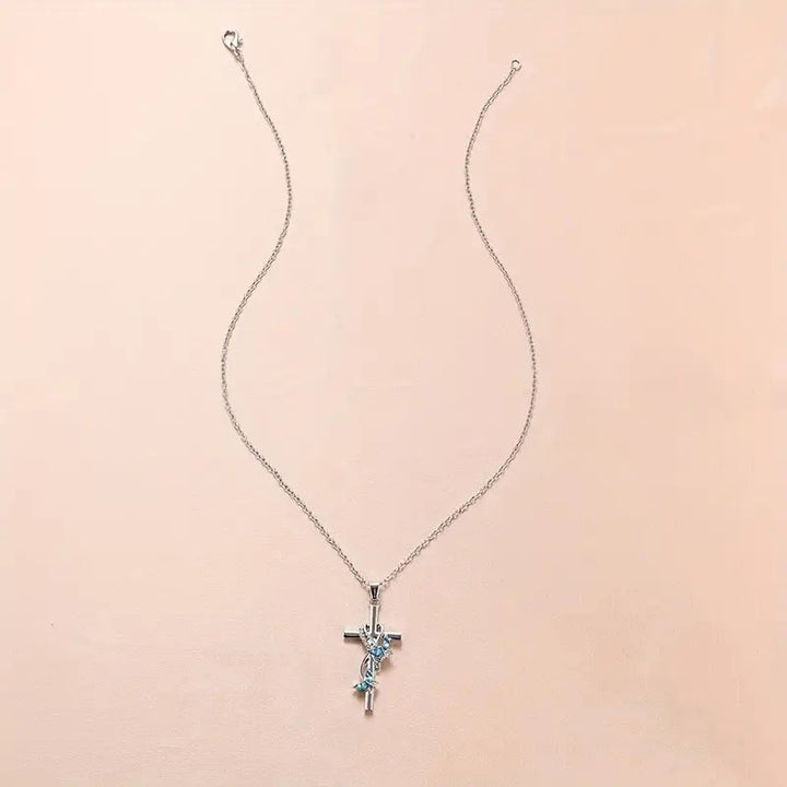 Heart Wrapped Butterfly Cross Necklace, Multiple Colors Available