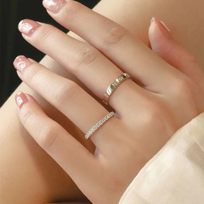 Minimalist Segmented Diamond Couple Rings (Luxury Daily Bond Style)