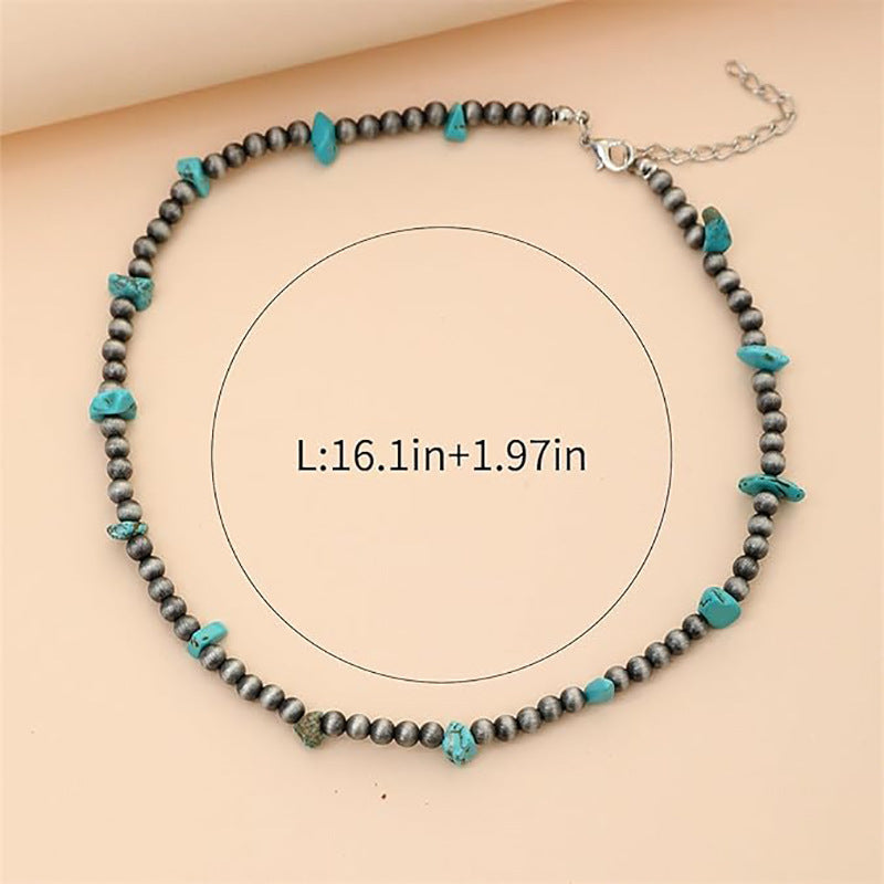 Bohemian Turquoise Multi-Layer Beaded Necklace (Vintage Ethnic Clavicle Chain)