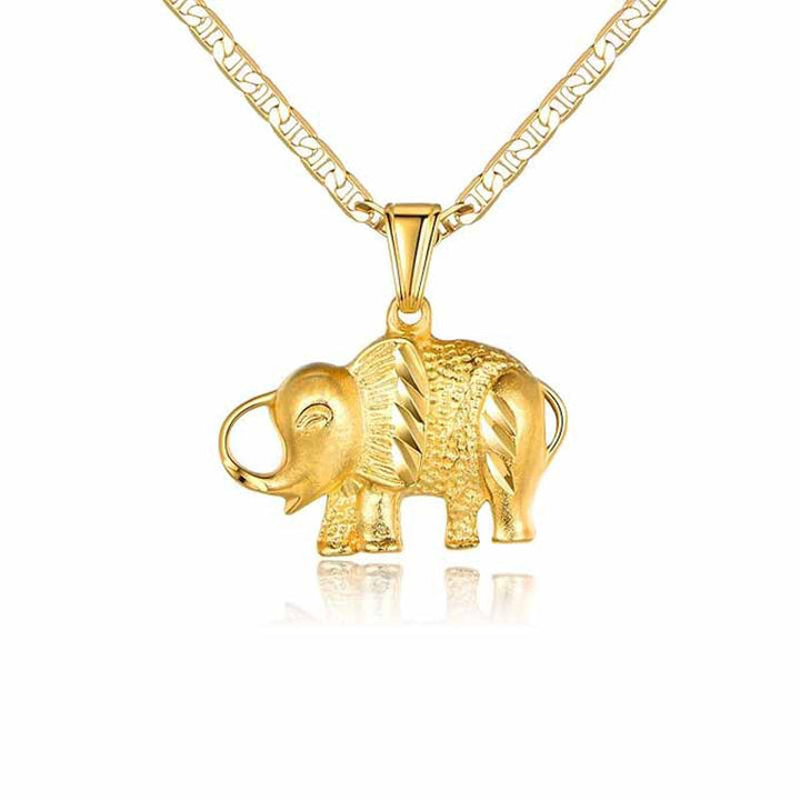 S925 Silver 3D Elephant Pendant Necklace, 2 Colors Lucky Animal Figaro Chain