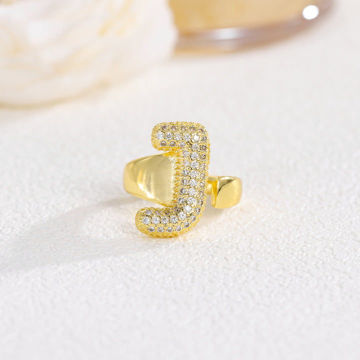 Bubble Letter Full-diamond Open Ring