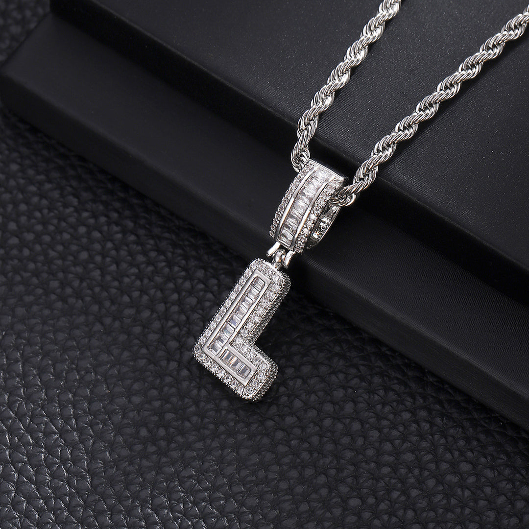 Full-Diamond Letter Cuban Link Necklace (26 Letters Optional | Gold/Silver Dual Tone)