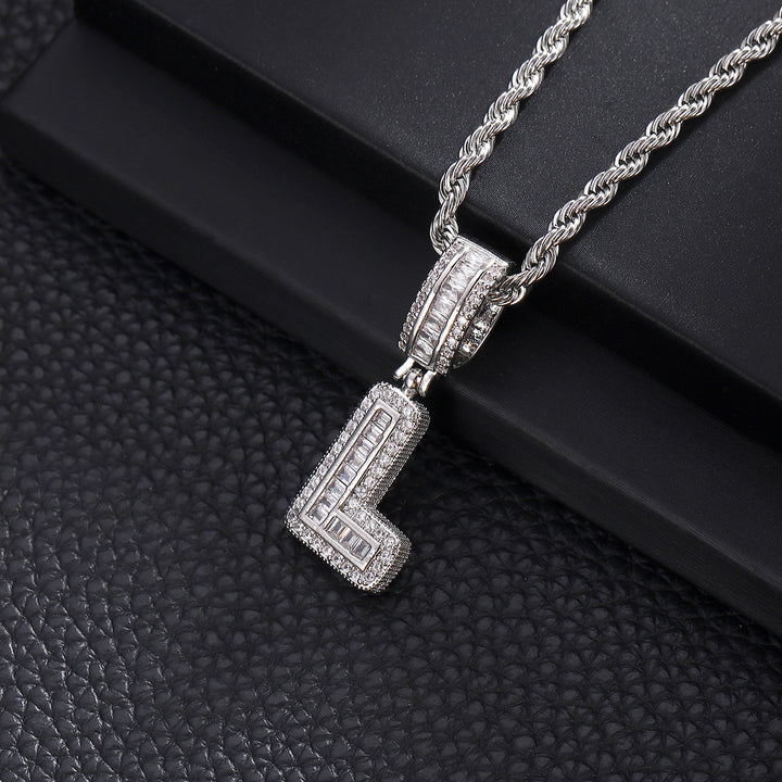 Full-Diamond Letter Cuban Link Necklace (26 Letters Optional | Gold/Silver Dual Tone)
