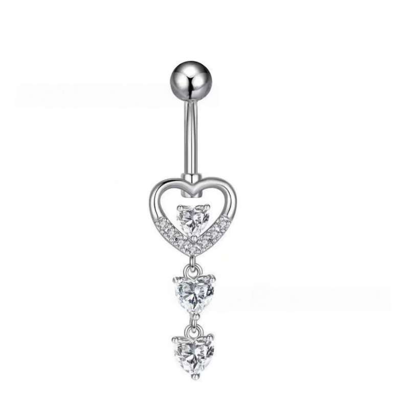 S925 Silver Diamond Pendant Belly Button Ring (Sweet-Cool Luxury Multi-Style)