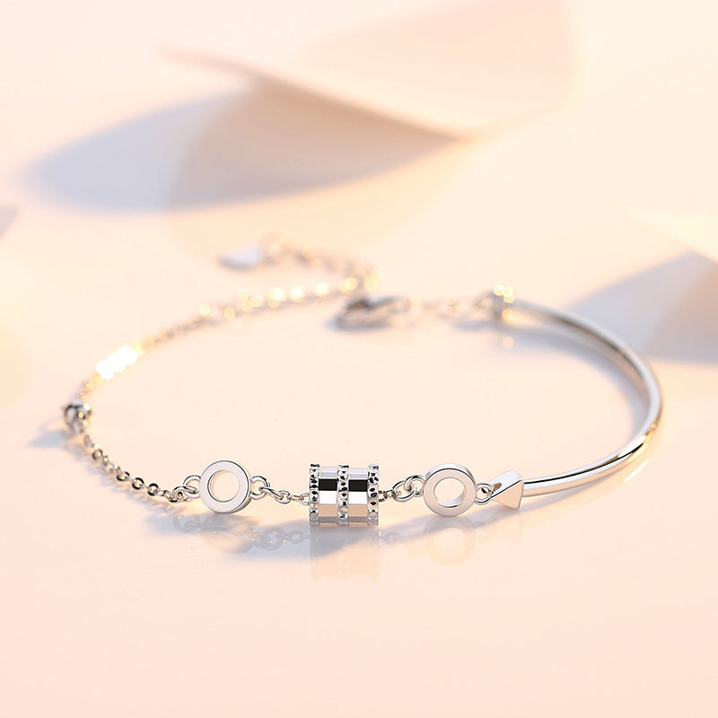 S925 Sterling Silver Lucky Wheel Bracelet for Women – Rose Gold Plated, Luxurious Pavé Design