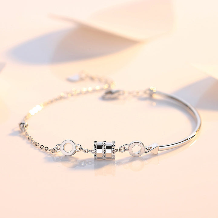 S925 Sterling Silver Lucky Wheel Bracelet for Women – Rose Gold Plated, Luxurious Pavé Design
