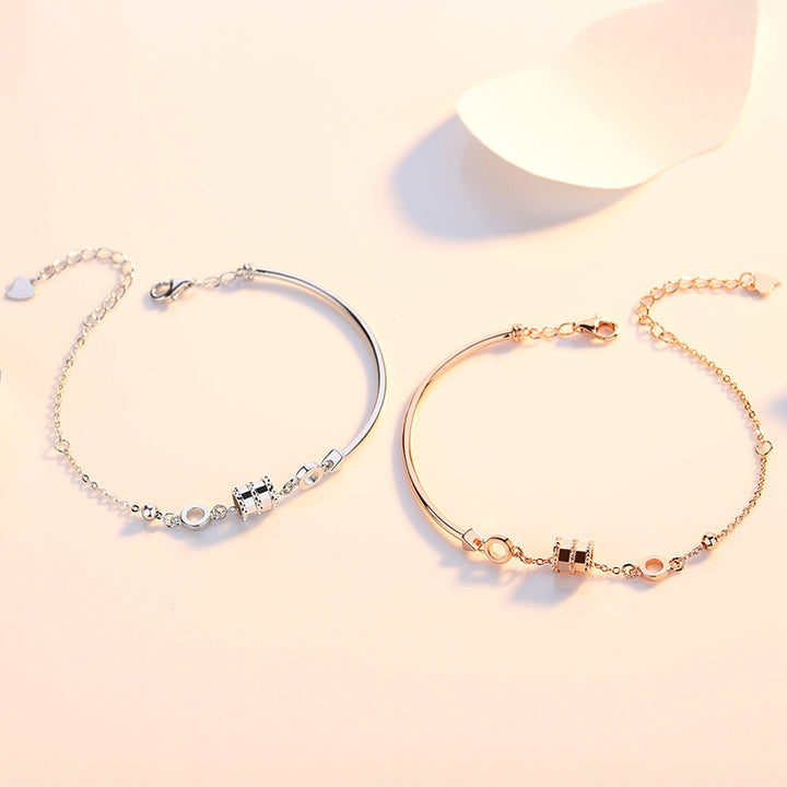 S925 Sterling Silver Lucky Wheel Bracelet for Women – Rose Gold Plated, Luxurious Pavé Design