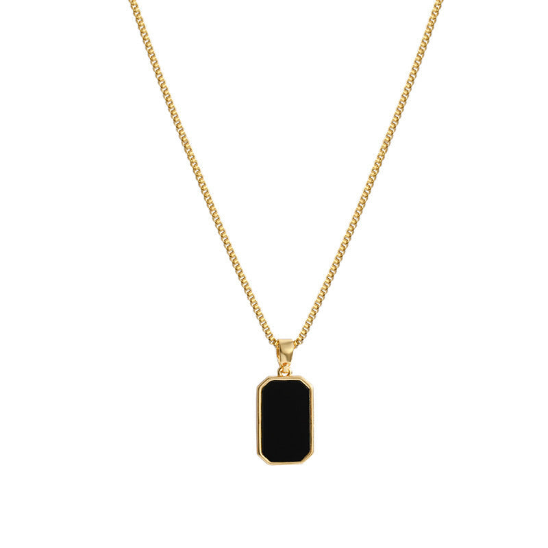 Titanium Steel Geometric Oil-Drop Couple Necklace (Minimalist Personalized Style)