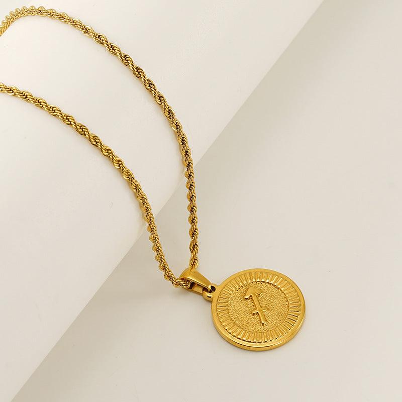 INS Vintage Zodiac Pendant Necklace for Women – 18K Gold-Plated, Elegant & Tarnish-Resistant